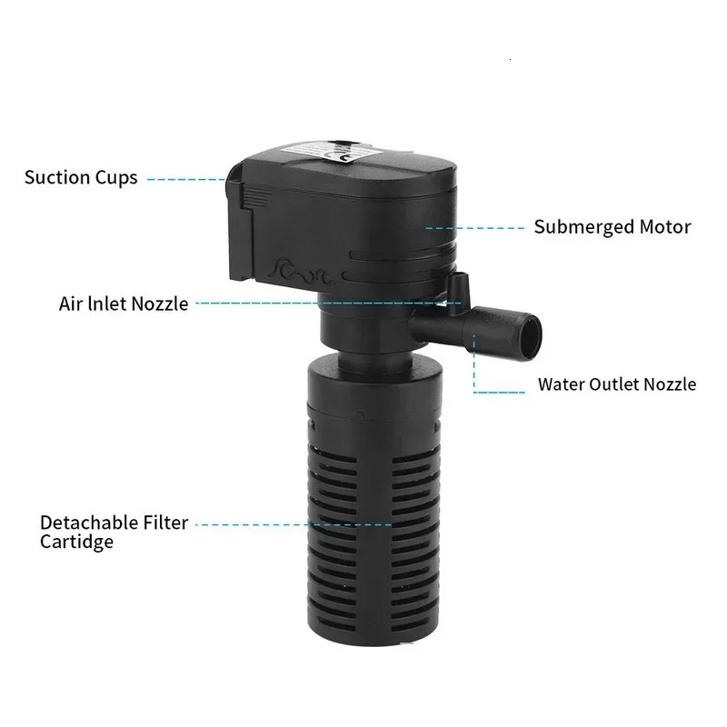 3 in 1 Filter Water Purifier Oxygenation Submersible Filtration Mini Fish Tank Filter for Aquarium Fish Tank 250523