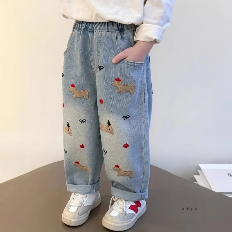 Fashion Kids Jeans Butterfly Embroidery Pants Baby Girls Clothes for Boys Children 250527