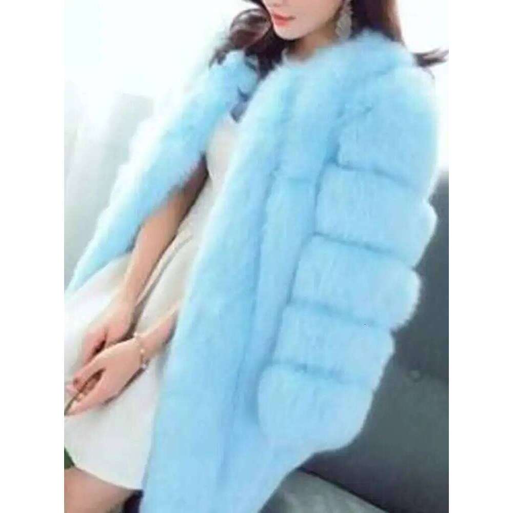 LANMREM 2024 Winter New Fox Fur Women Warm Long Sleeve Solid Color Temperament Jacket Coat Female Fashion 2W999
