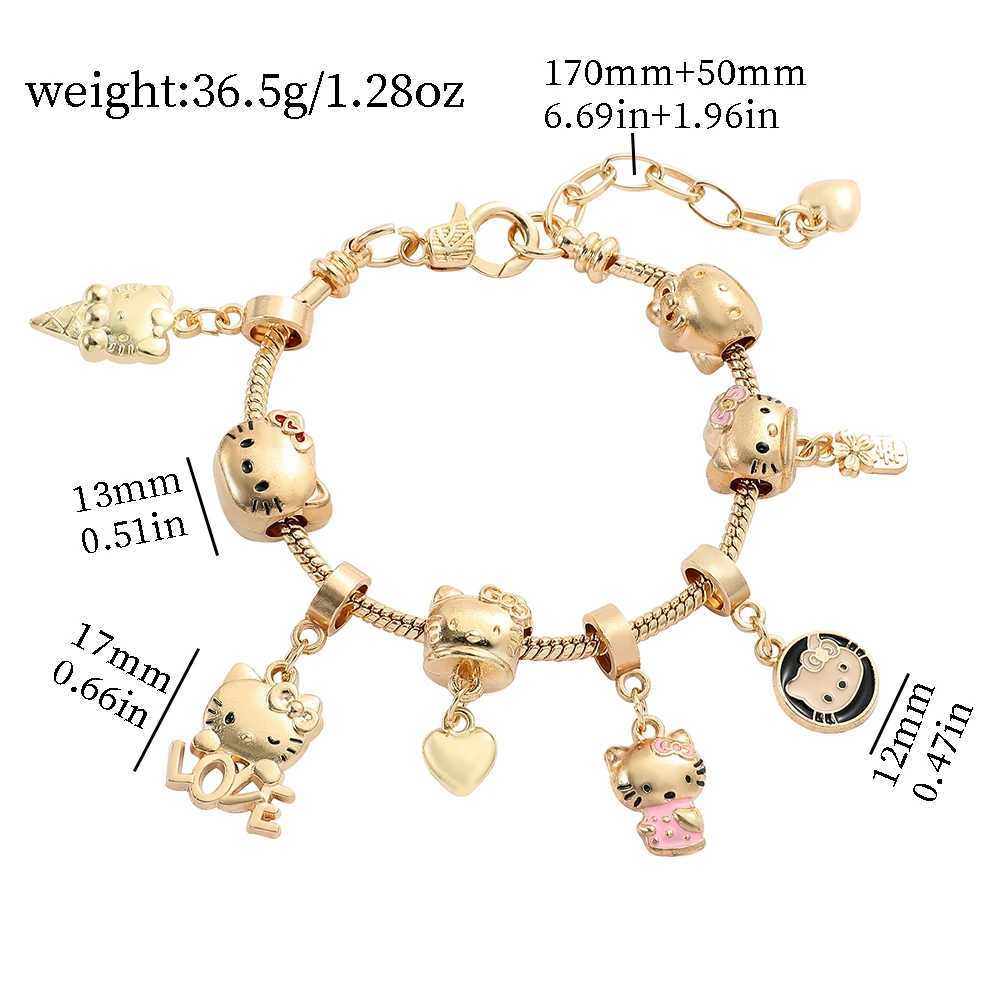 Sanrio Hello Kitty Altn Kaplama Bilezikler Charms ile Kadnlar iin Yksek Kaliteli Moda Tak Kawaii Sanrio Parti Hediyeleri w250527