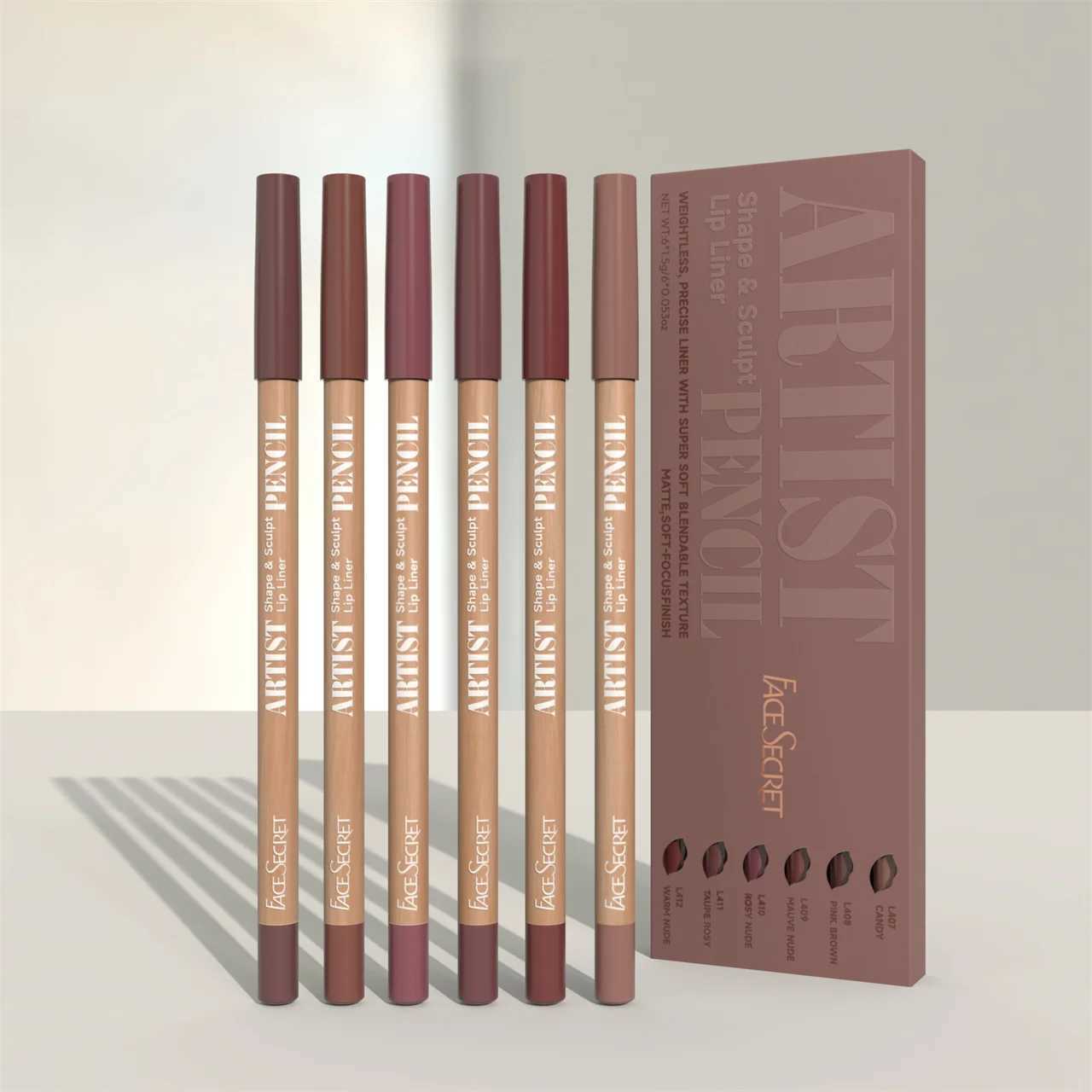 Face Secret Artist Shape Sculpt Lip Liner Pencil Set Weightless Precise Liner with Super Soft Blendable Texture Matte Soft z250527PNVM