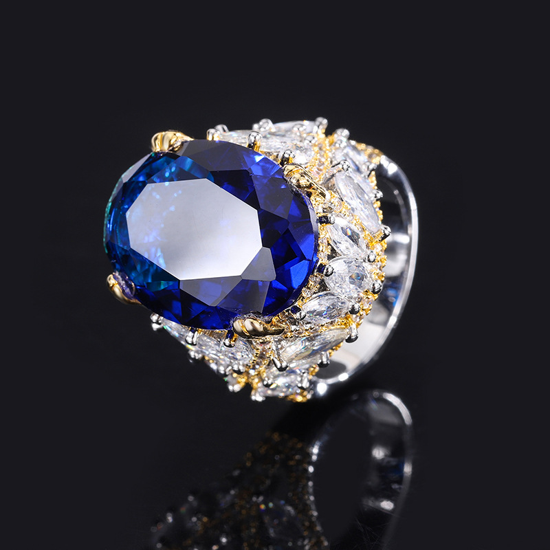15*20 Luxury Large Pigeon Egg S925 sterling Silver High Carbon Diamond Simulated Red Ruby Sapphire Celebrity Trendy Personalized queen Wedding Birthda