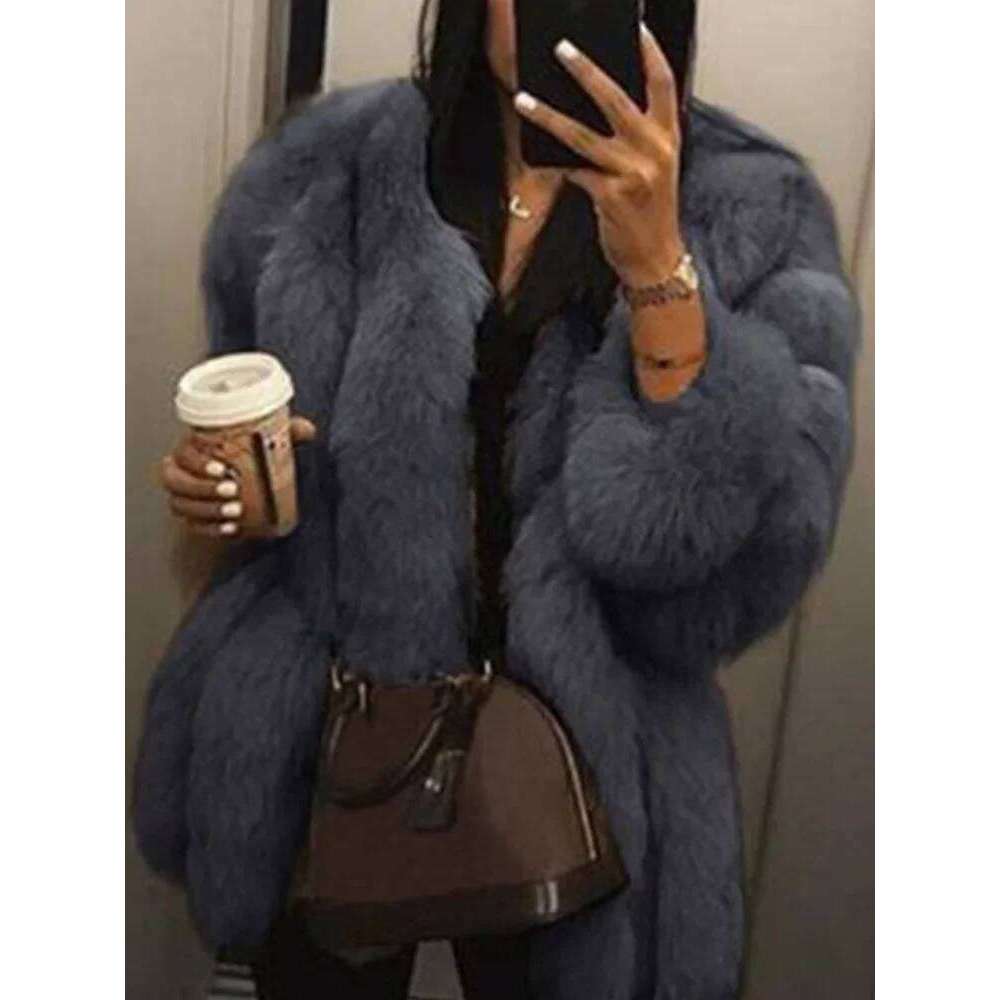 2024 Autumn Winter Female Korean Fashion Faux Fur Jacket Women Coats Loose Casual Warm Long Sleeve Outerwears Overcoat