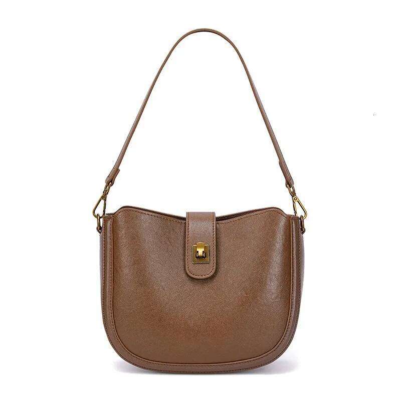 Free Shopping Cowhide New Trend Fashionable Saddle Retro Shell Versatile High-End Single Shoulder Crossbody Bag