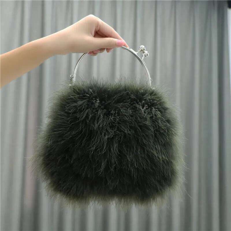 30 Color Fur Floral Bride Party Evening Clutch Women Wedding Purses and Handbags Small Shoulder Bag With Feather Bags