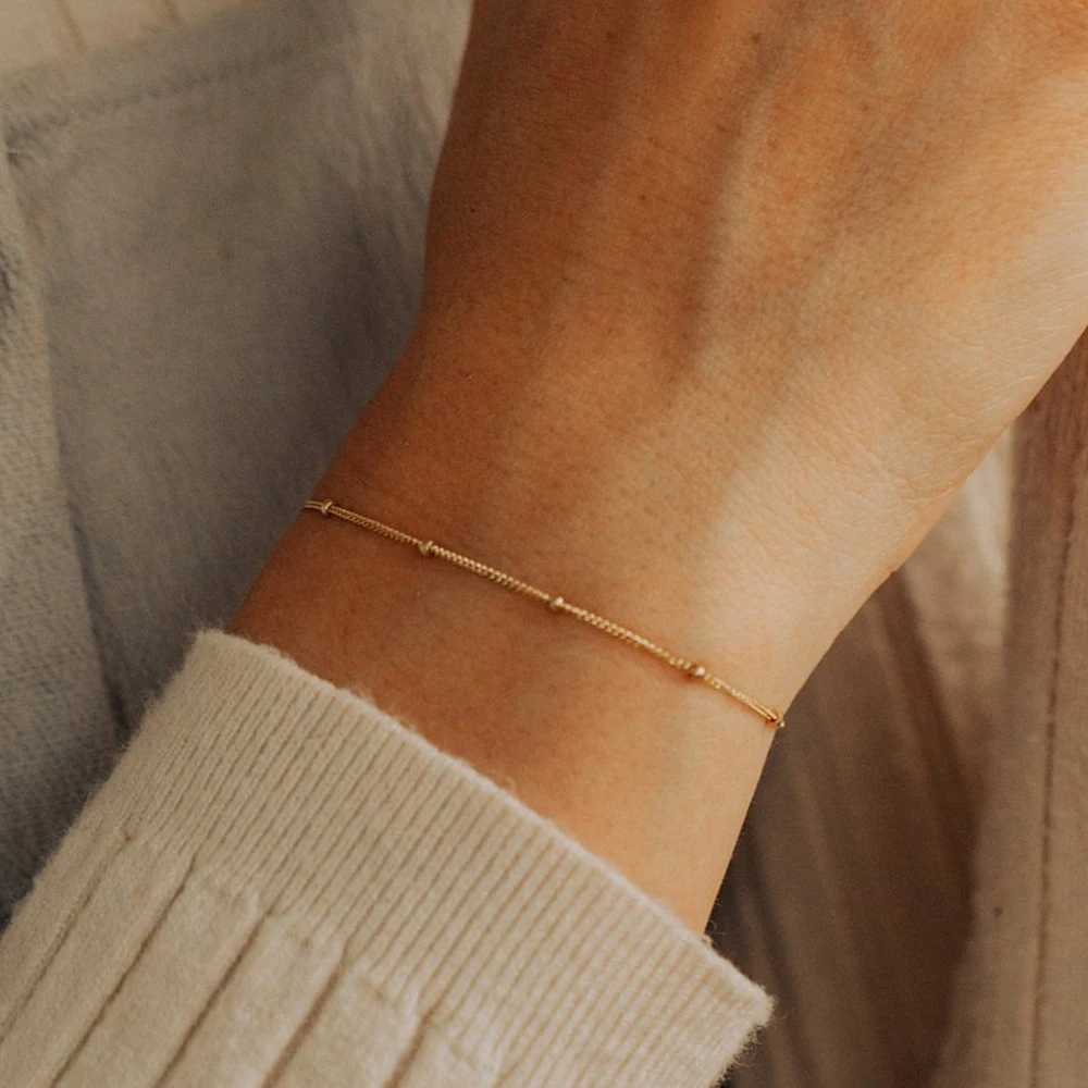 Simple Female Ball Chain Bracelet Jewelry New Layered Thin Beads Chain Bracelet For Women Leg 316L Stainless Steel Chain W250526