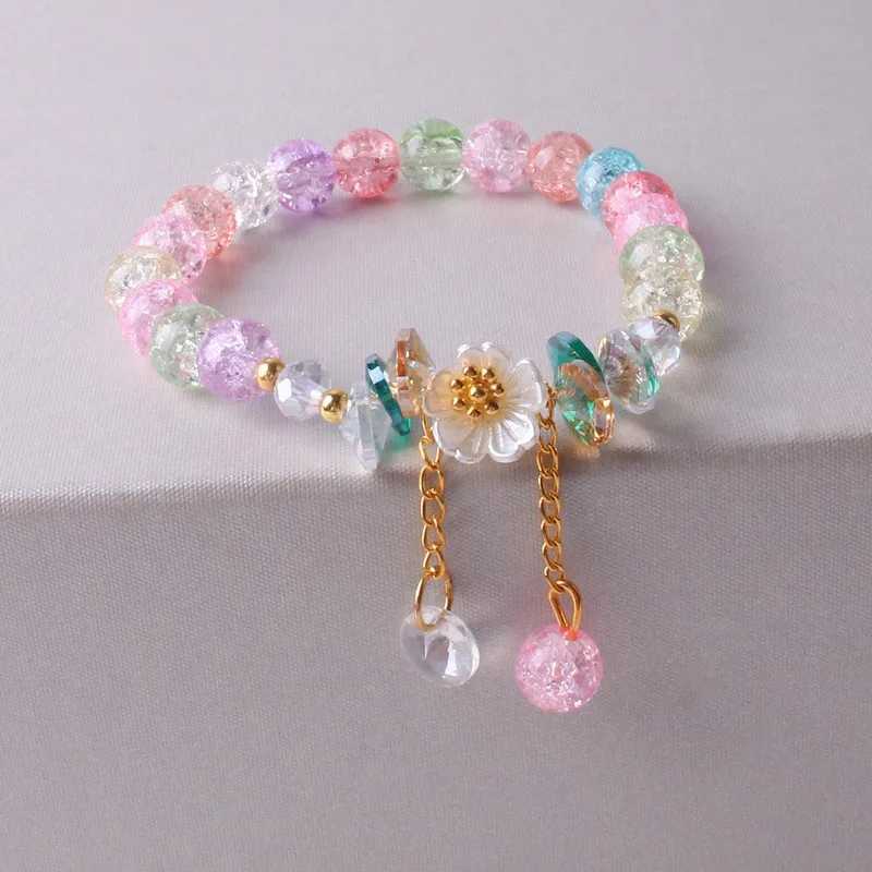 Sweet Vintage Pearl Lily Tulip Flower Bracelet for Women Fashion Cute Tassel Peach Pendant Bracelets Aesthetic Jewelry W250526