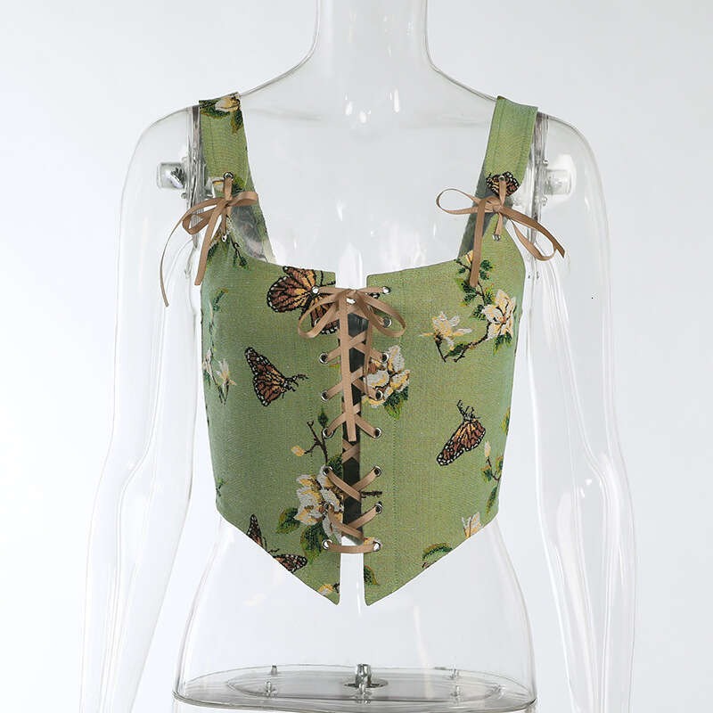 Ilya Jacquard Waist-Cinching Vest 2025 Summer New Floral Embroidery Small Camisole LQ21216PF