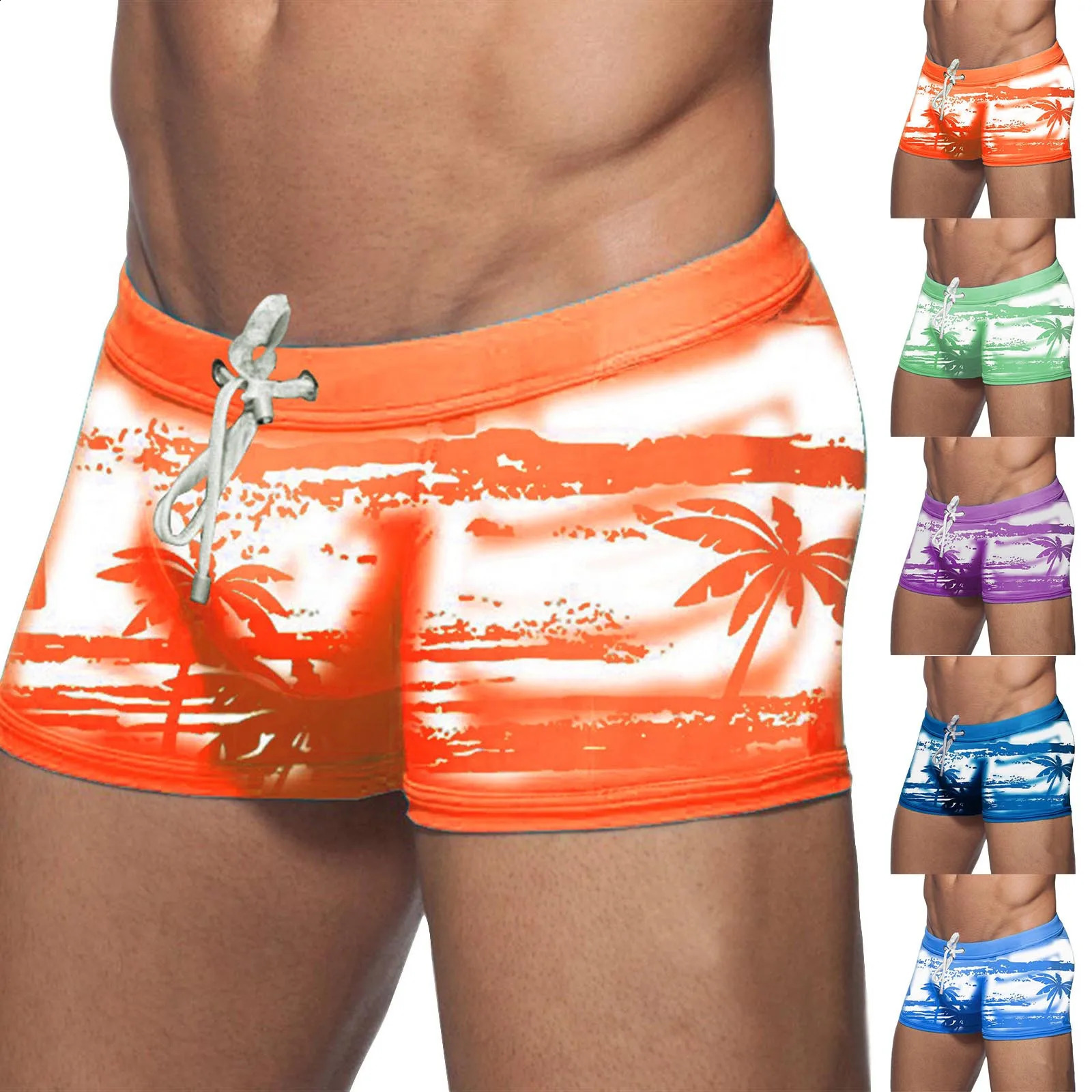 Five Point Casual Swim Trunks mens Lace Up swimming trunks Printed summer boxers shorts Fashion Quick Drying swimpant Z260314