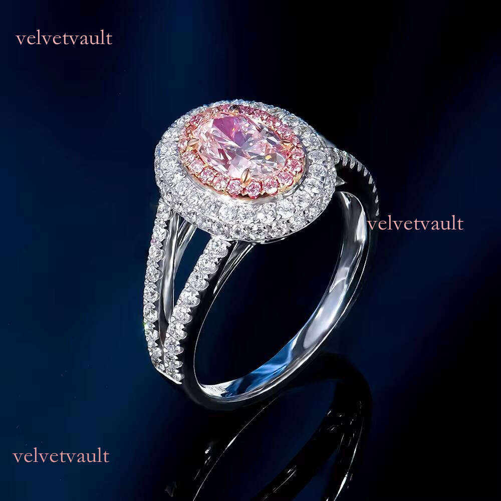 Luxury Pure White Gold Au750 Fashion Pink Oval Lab-Grown Engagement Ring Certificate Women's Jewelry Gift
