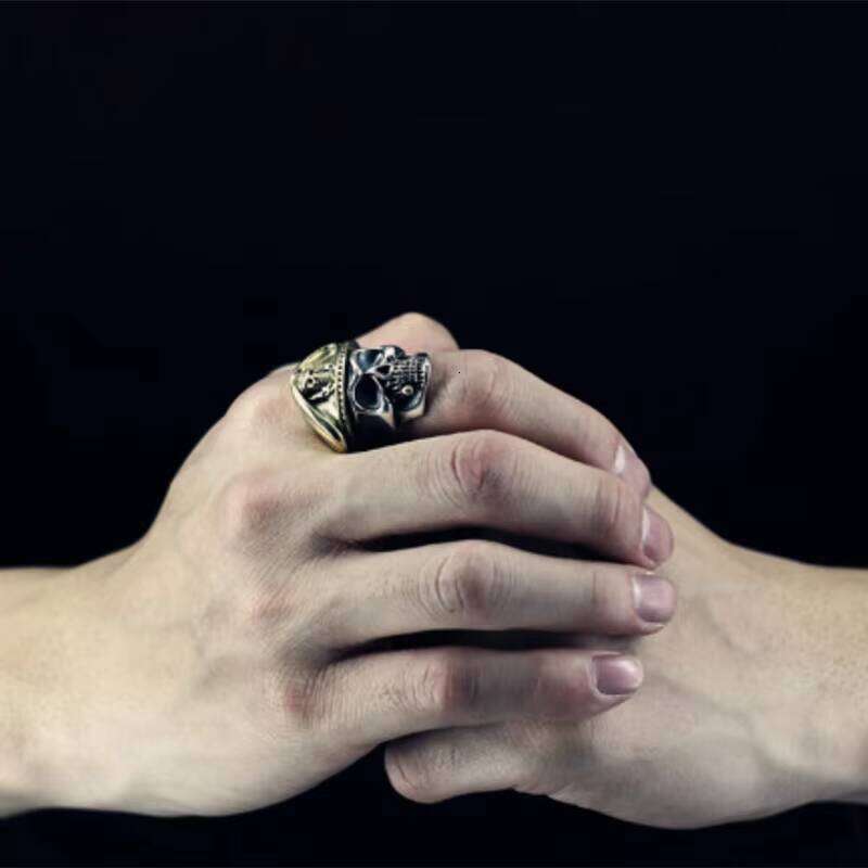 Authentic Sterling Sier Gothic Skeleton Skull Men Punk Ring