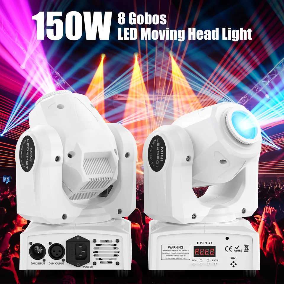 Yiflamefly White 150W LED Light Pattern Light Stage Effect Moving Head Light With Remote Control DMX For Wedding Concert Club KTV XJ250527