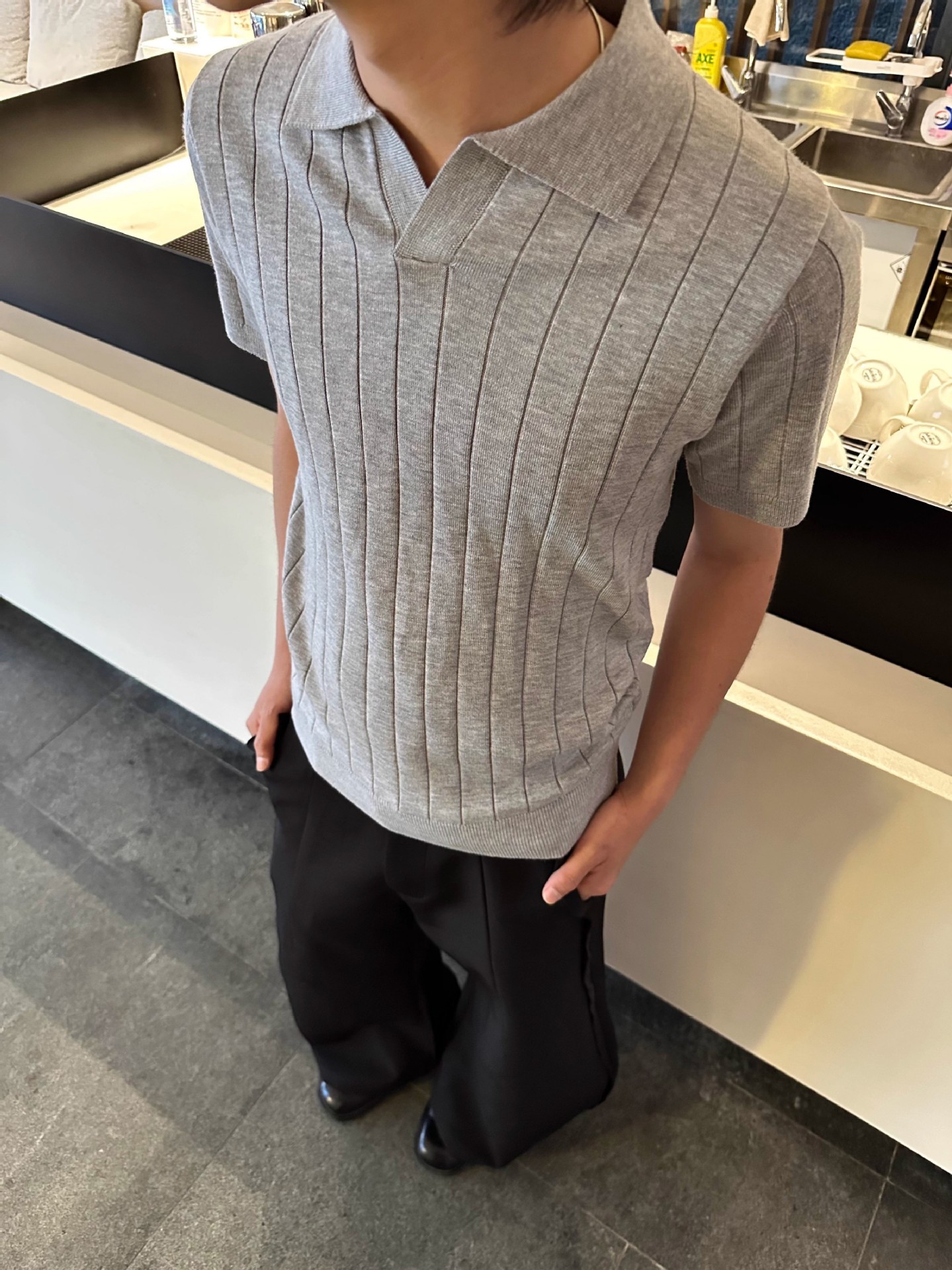 Retro Striped Snitted Sweater Mens Tshirt Classic Short sleeved Polo Shirt Summer Top Casual Lapel Super