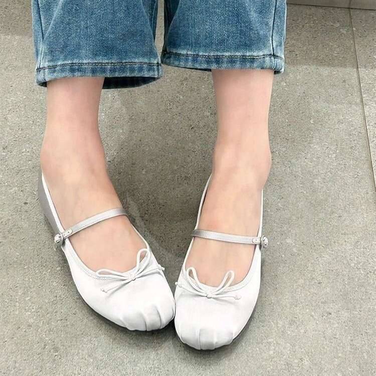 2025 Spring New Bowknot Mary Jane Ballet Round Toe Single Flat Heel Women Shoes