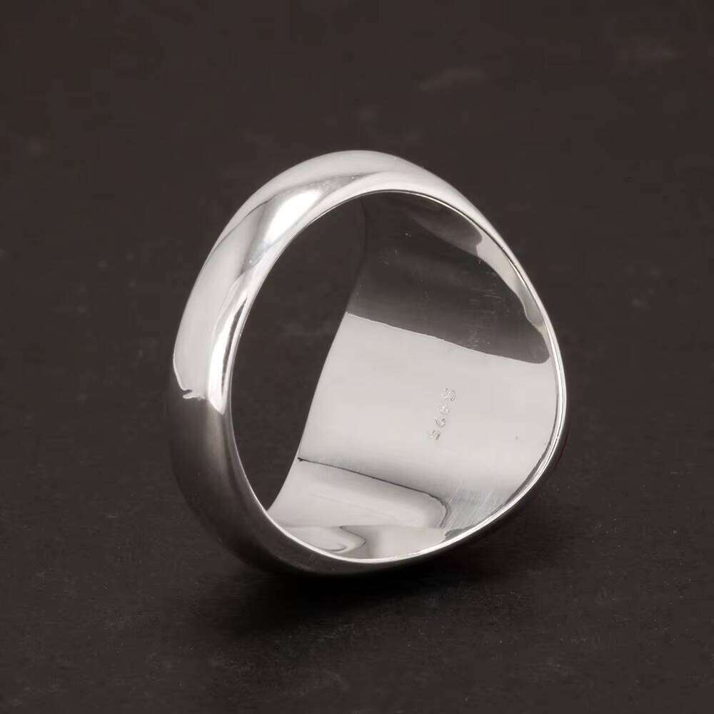 New Arrival Real Pure Sier Ring for Men Oval Stone Natural Agate Antique Fine Jewelry