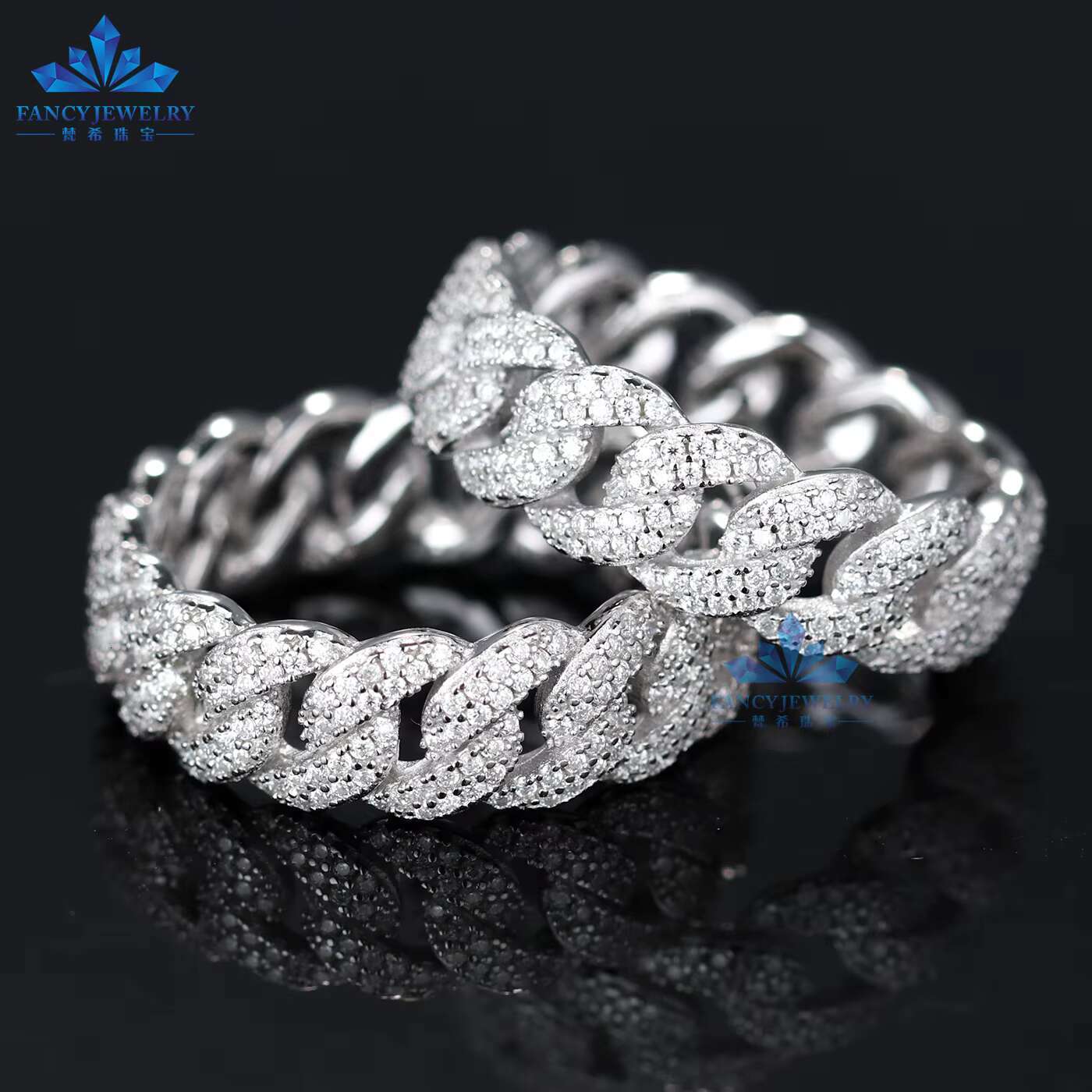 Cheap Price Classical Design Ring 925 Sterling Silver Moissanite Diamond 7mm 18mm Hiphop Rings for Women Men Daily
