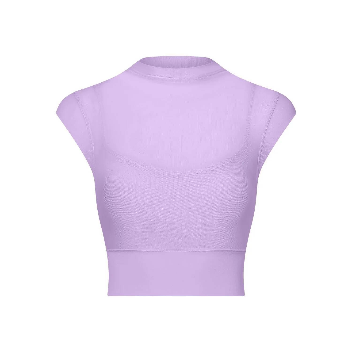 Fake Two-piece Mesh Yoga Women Fixed Cup Fiess Suit Short Sleeve Breathable Quick-drying Sports Bra Outside Top Shirt