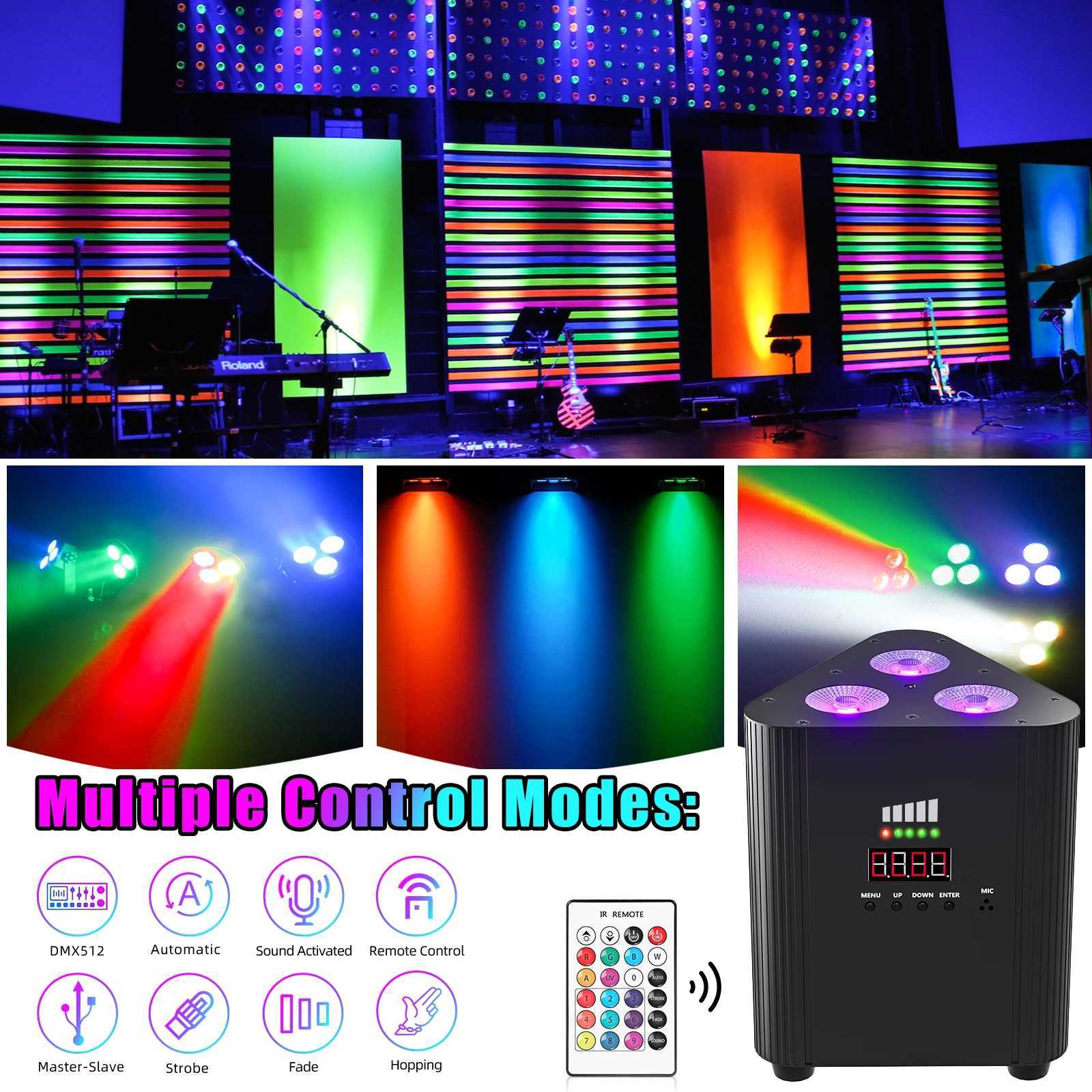 UKing 4PCS 4in1 RGBW LED Battery Par Light 3x4W Triangle Wash Wall Light DMX512 Wireless Effect Light for Concert Disco PartyXJ250527