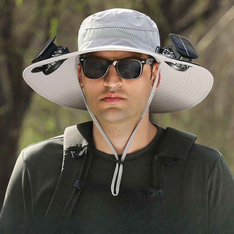 Outdoor artifact long battery life solar lithium battery fan solar charging strong wind summer sun protection men's and women's sunshade fis