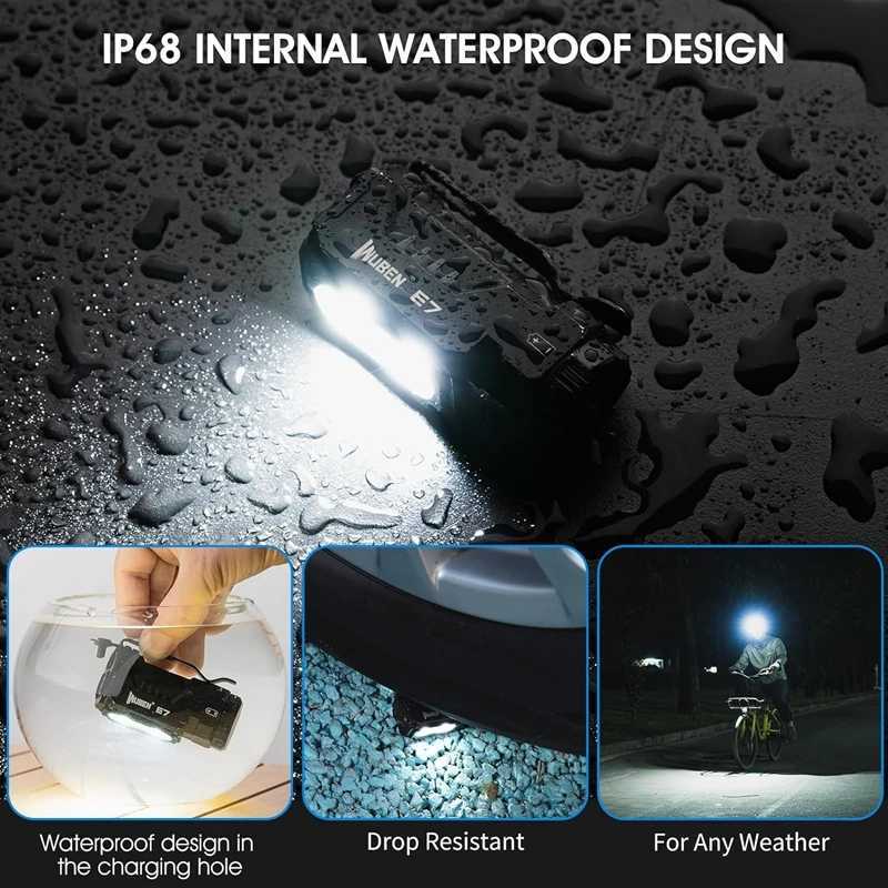 WUBEN E7 Headlamp 1800 Lumens EDC Rechargeable Waterproof Magnetic Flashlight With 26650 Battery Outdoor Camping Running Lighting W250527