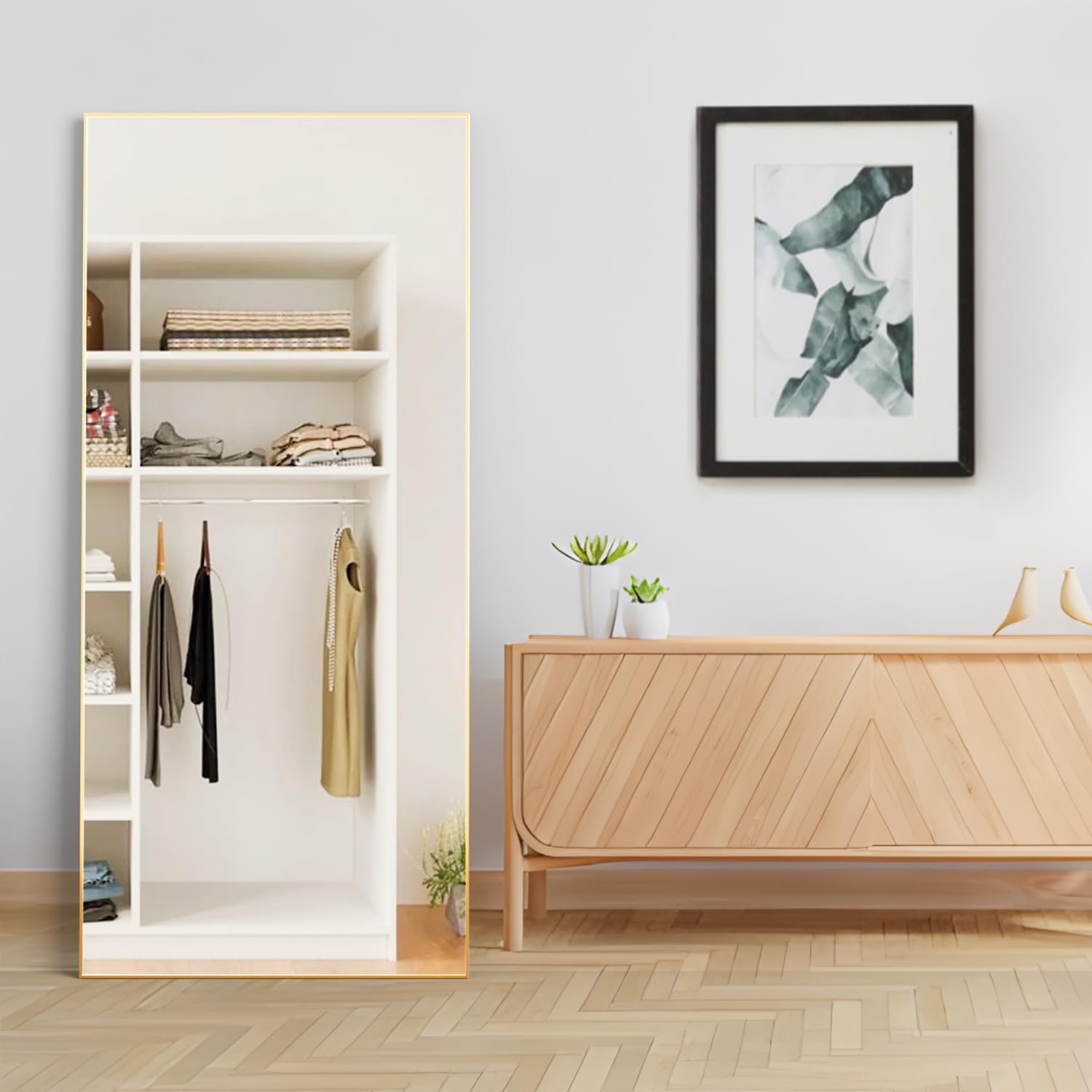 cassilando gold full length metal frame mirror largesized floor wall standable 65 h x 24 w
