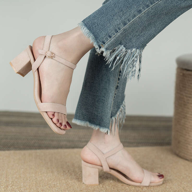 One-Strap Sandals for Women with Thick 2025 Summer New Soft Sole Fashion Fairy Style Internet Celebrity High Heels Women's Shoes
