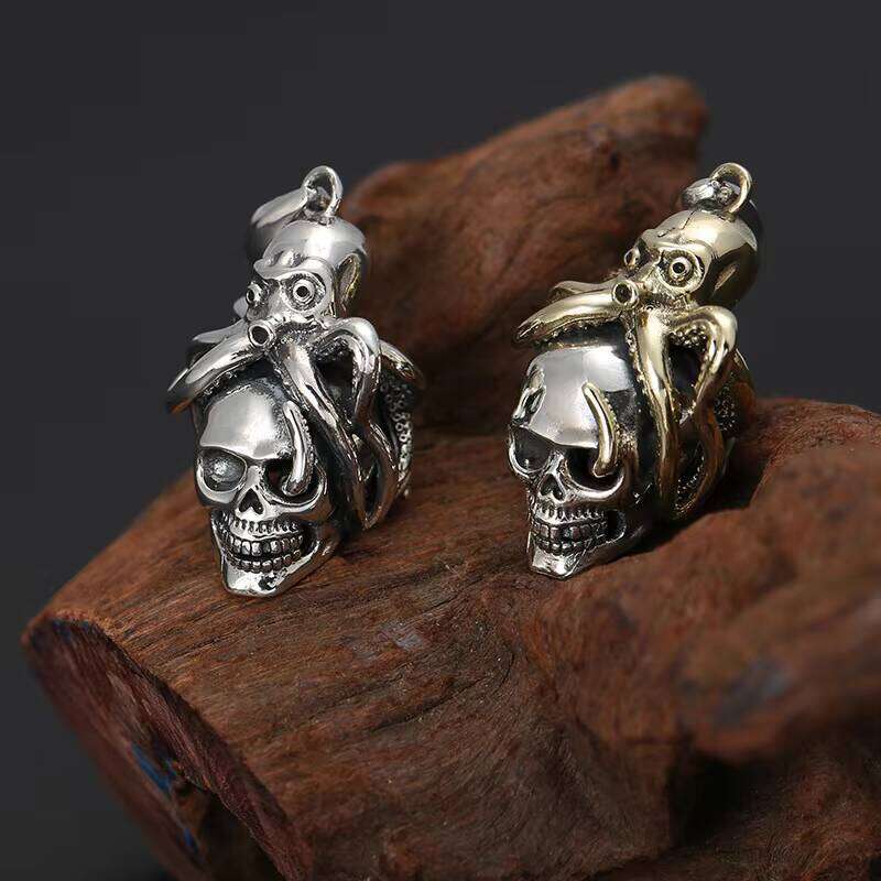 Wholesale S Sterling Sier Necklace Pendants for Men and Women Vintage Fashion Octopus Skull Gothic Pendant Jewelry