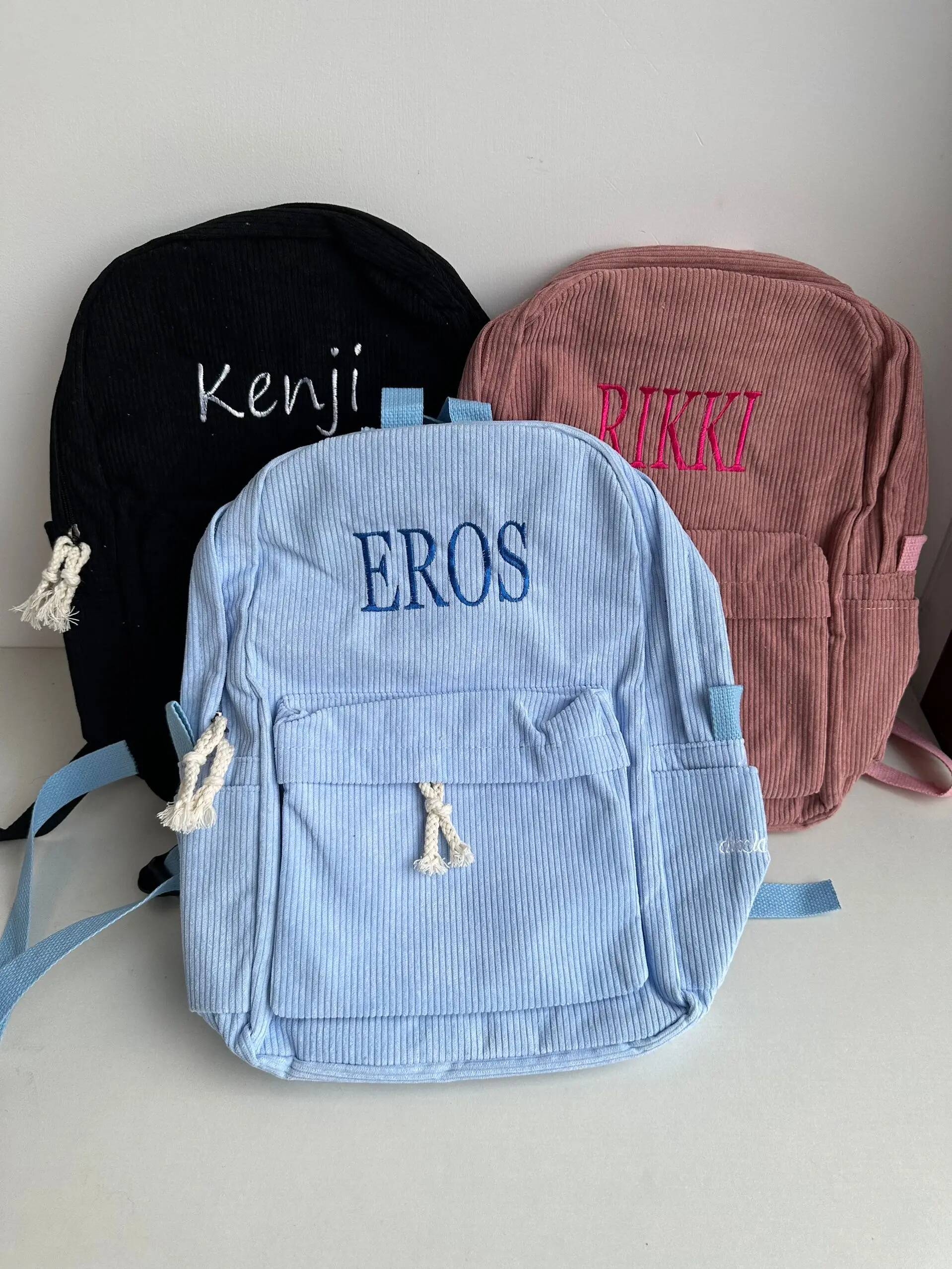 Personalized Kids Backpack, Embroidered Corduroy Backpack,Back to School, Kid backpack,school bag college,toddler,with name