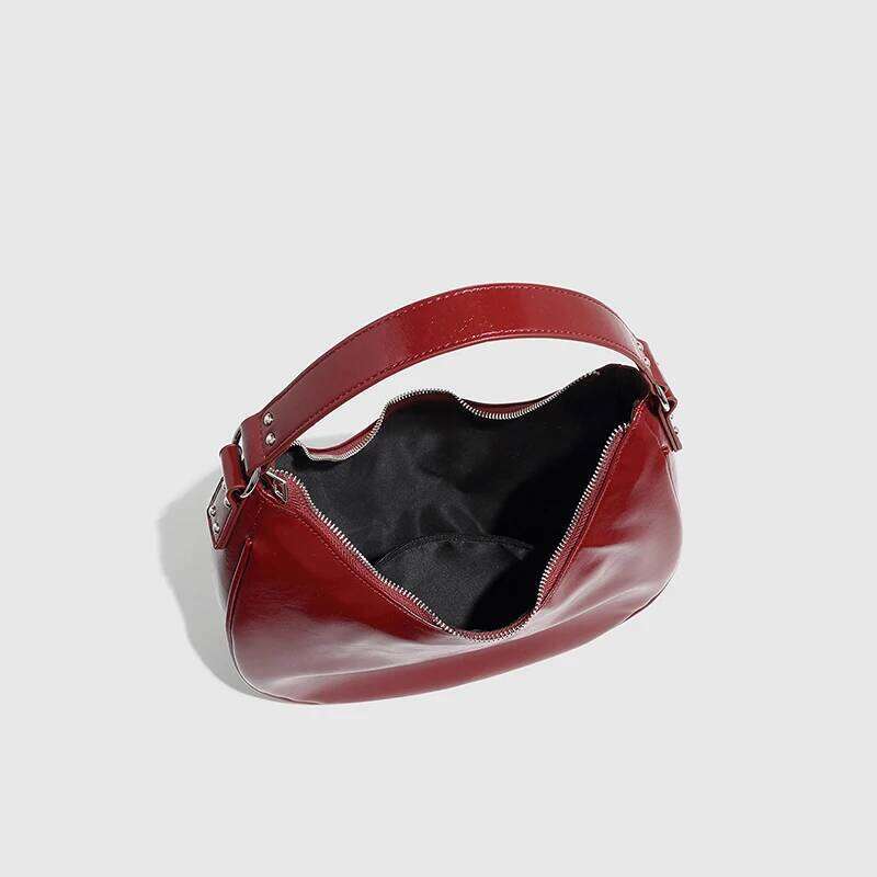 Women's Bags Designer Y2k Retro Eyelet Saddle Maillard Pleated Rivet Armpit Top Quality Fashionable Cool Leather Shoulder Bag