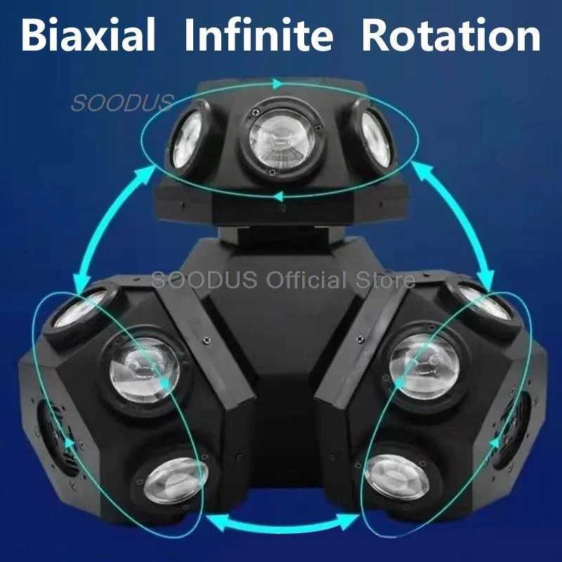 3 Head Beam Moving Head Light 18 LED Beads Rotating Stage Light Auto DMX512 Control Sound Activated Strobe Effect Stage LightingXJ250527