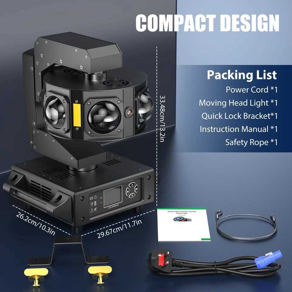 160W LED Moving Head Light Beam RGBW 360Rotation Stage Effect Lighting Projector DMX512 Sound Control for Disco Party Concert XJ250527
