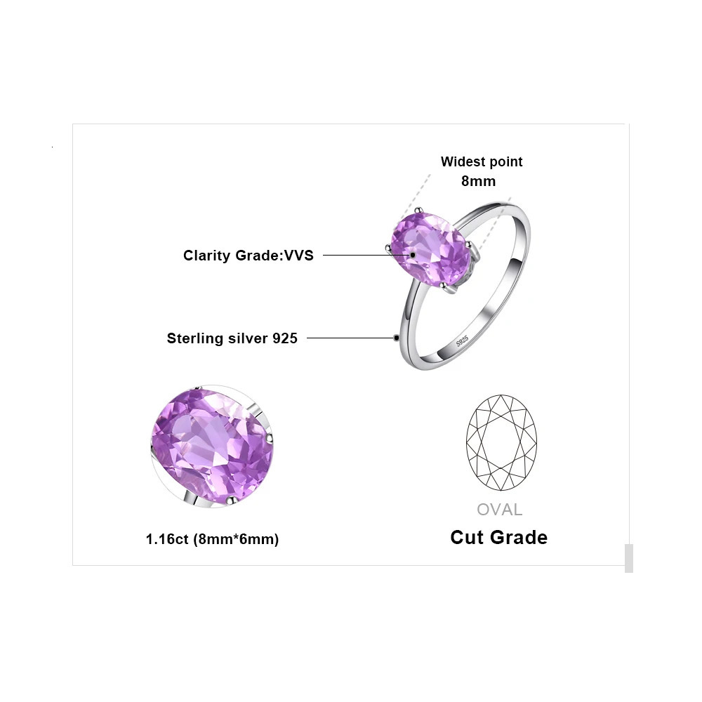 Jewelry Rose Gold Yellow Gold Plated Oval Natural Amethyst Citrine Garnet Topaz Peridot 925 Sterling Silver Ring for Women 250519
