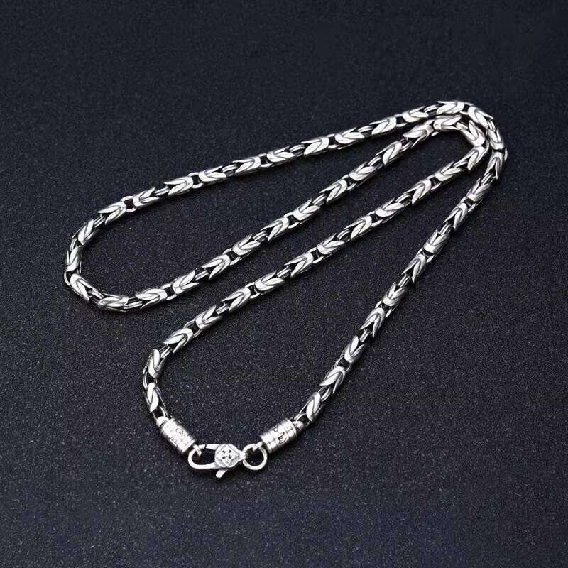 S Sterling Sier Men's Six Character True Words Vintage Peace Pattern Necklace Jewelry
