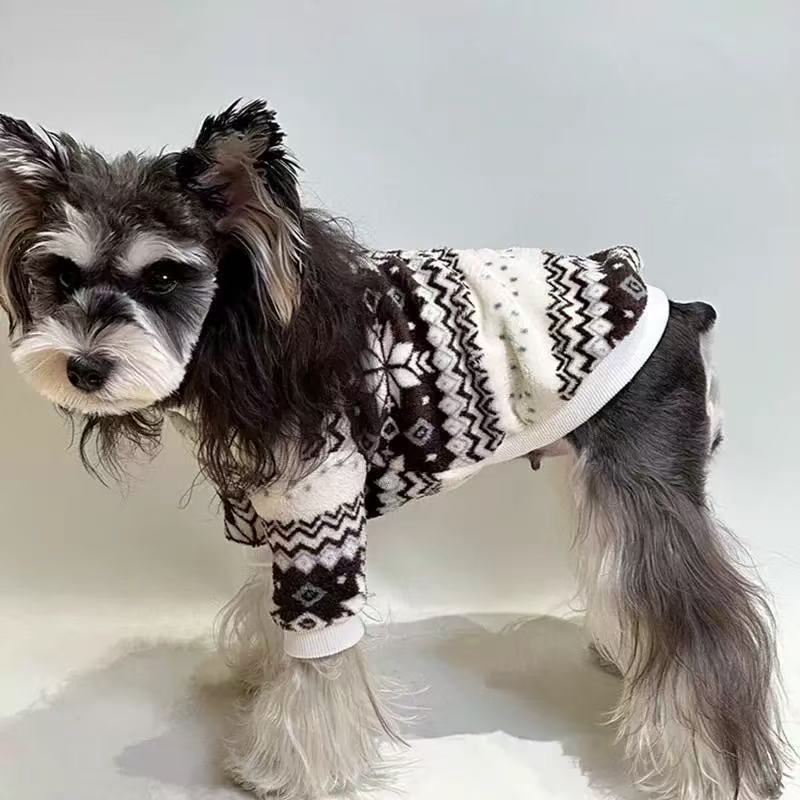 T00313 Dog Clothes Autumn and Winter Plus Velvet Pet Christmas Printed Cat Clothes Teddy Bichon Schnauzer Yorkshire