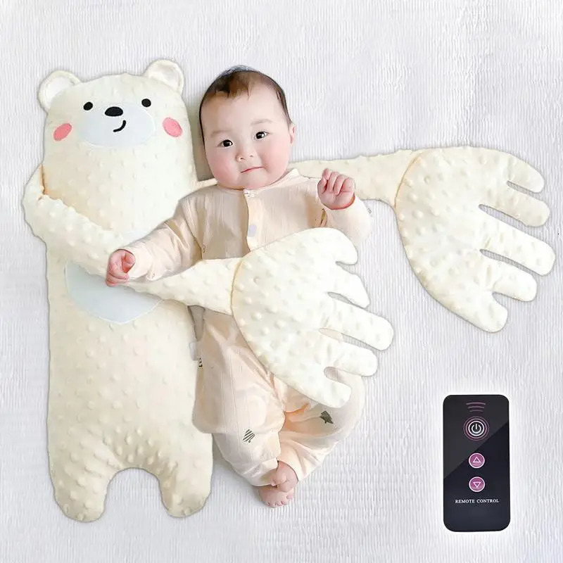 65cm Remote Control Electric Baby Sleep Toy Cartoon Bear Shaped Plush Soothing Dolls Automatic Tapping Comfort Pillow for Infant 250527