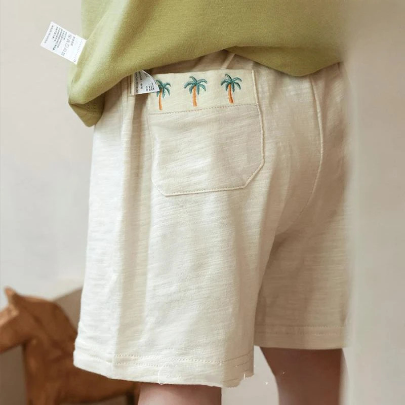 Boys Coconut Tree Embroidered Bamboo Cotton Breathable Thin Casual Shorts Summer Infant Toddler Girls Baby 250527