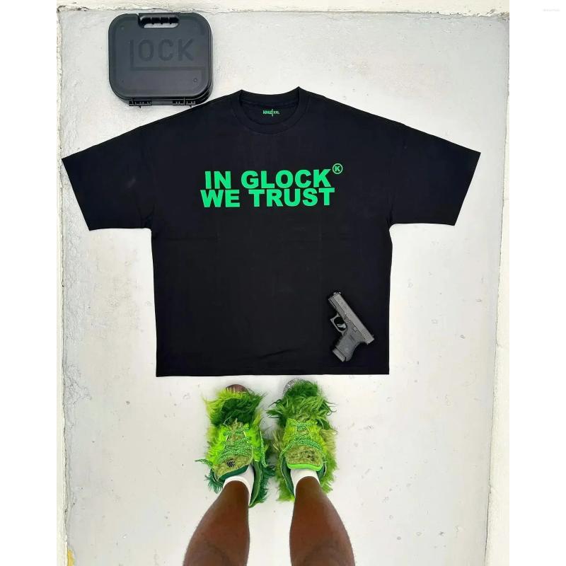 Men's Casual Shirts European And American Street Hip-hop Letter Pistol Print Short-sleeved T-shirt Women's Loose Summer