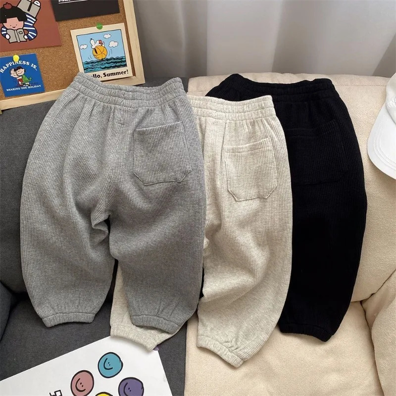 Spring Autumn Fashion Boys Trousers Pants Solid Color for Girls Kids Casual Style Kid Clothes 250527