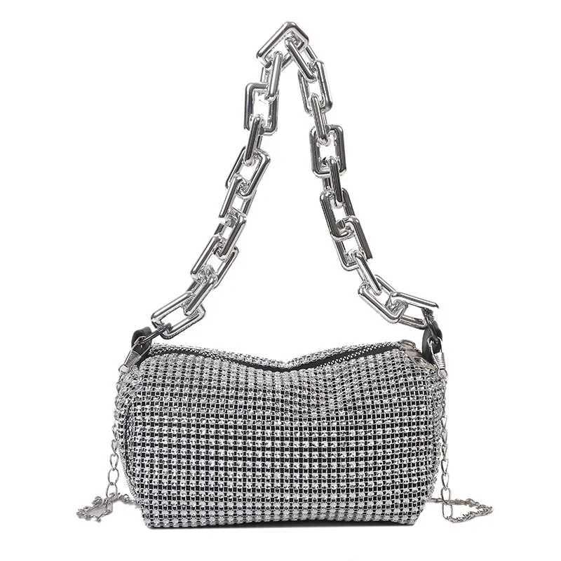 Allover Rhinestone Bucket Bag Glitter Chain Prom Purse Womens Mini Crossbody Bag (6.3*3.54) Inch Outdoors W250527