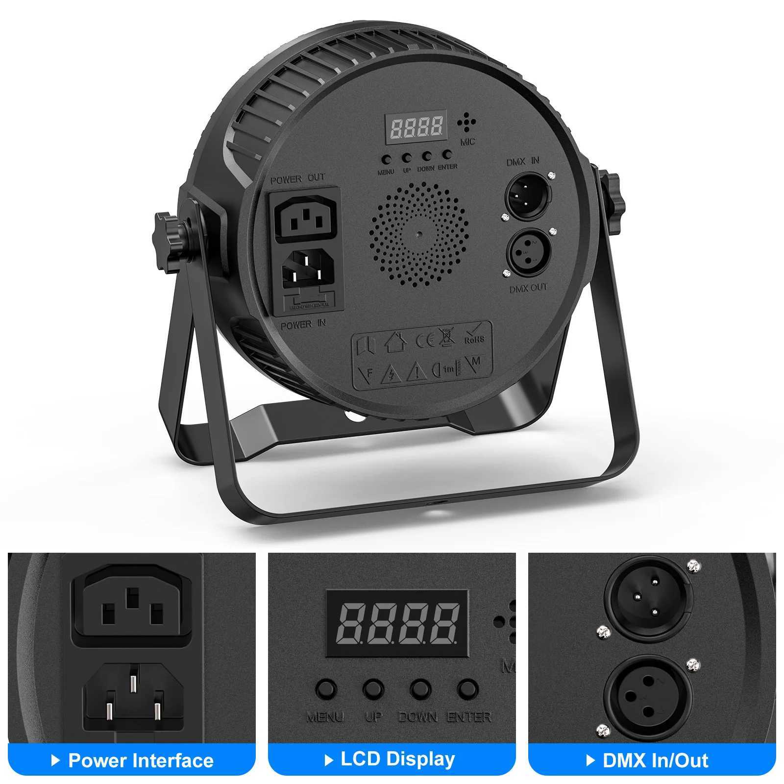 Fieryzeal 4PCS 80W RGBW Par Light DMX512 Control Flat Stage Light 14x6W 4IN1 LED Stage Effect Light for DJ Disco Bar Concert XJ250527