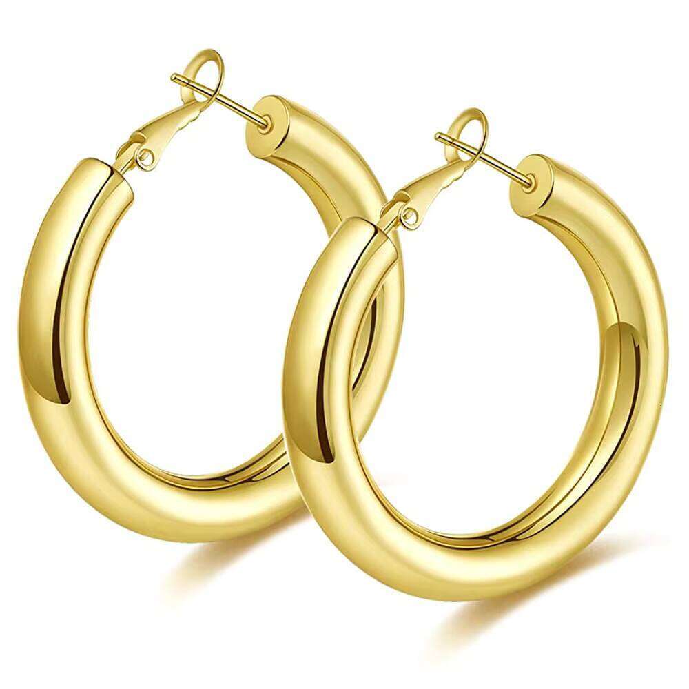 Sier Gold Thick Hoop Earrings Jewelry Pendientes Mujer Aretes Aros Boucle d'Oreille Brincos Orecchini Oorbellen Ohrringe