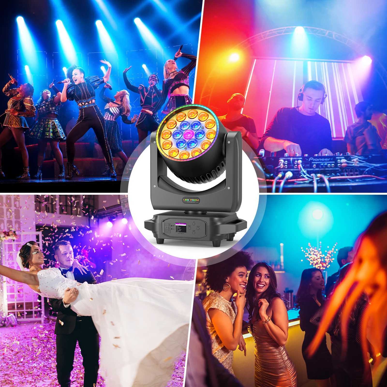 Somspot RGBW LED Moving Head Light Beam Focusing Light Dyeing Projection Light DMX512 Stage Light Effect for KTV Disco Bar Party XJ250527