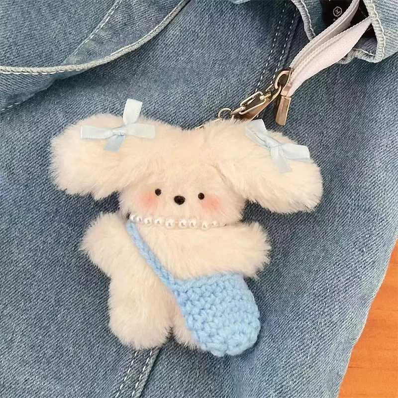 Creative Keychains Charm Cute INS Little Milk Dog Keychain For Bags Plush Bag Pendant Girls Heart Doll Keyring Jewelry Gifts W250526