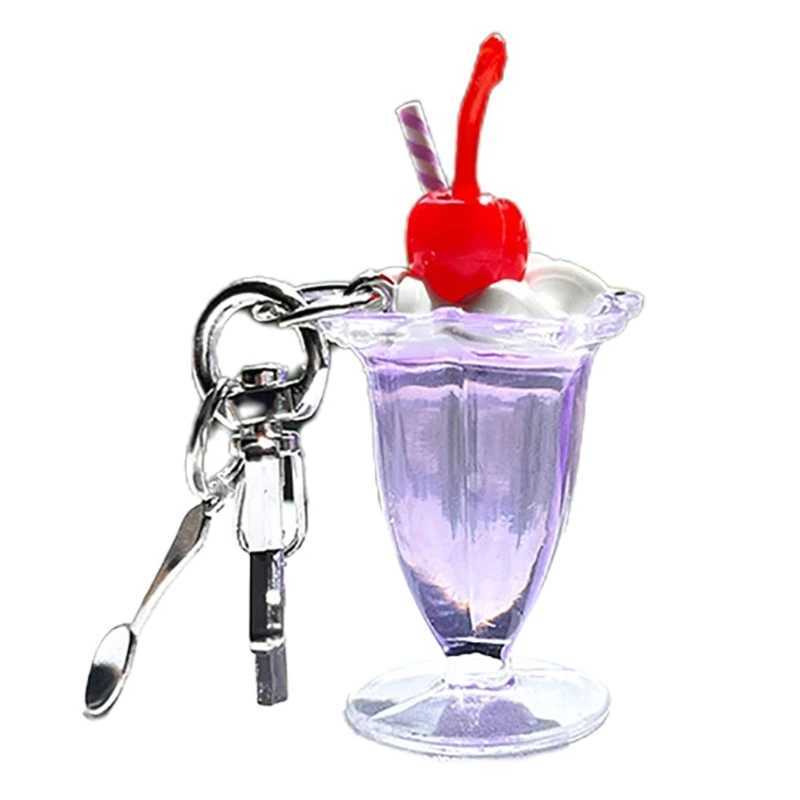 2023 New Simulated Cherry Cream Cup Keychain Pendant Hanging Ornament Decorations Birthday Gift Fun and Functional Accessory W250526