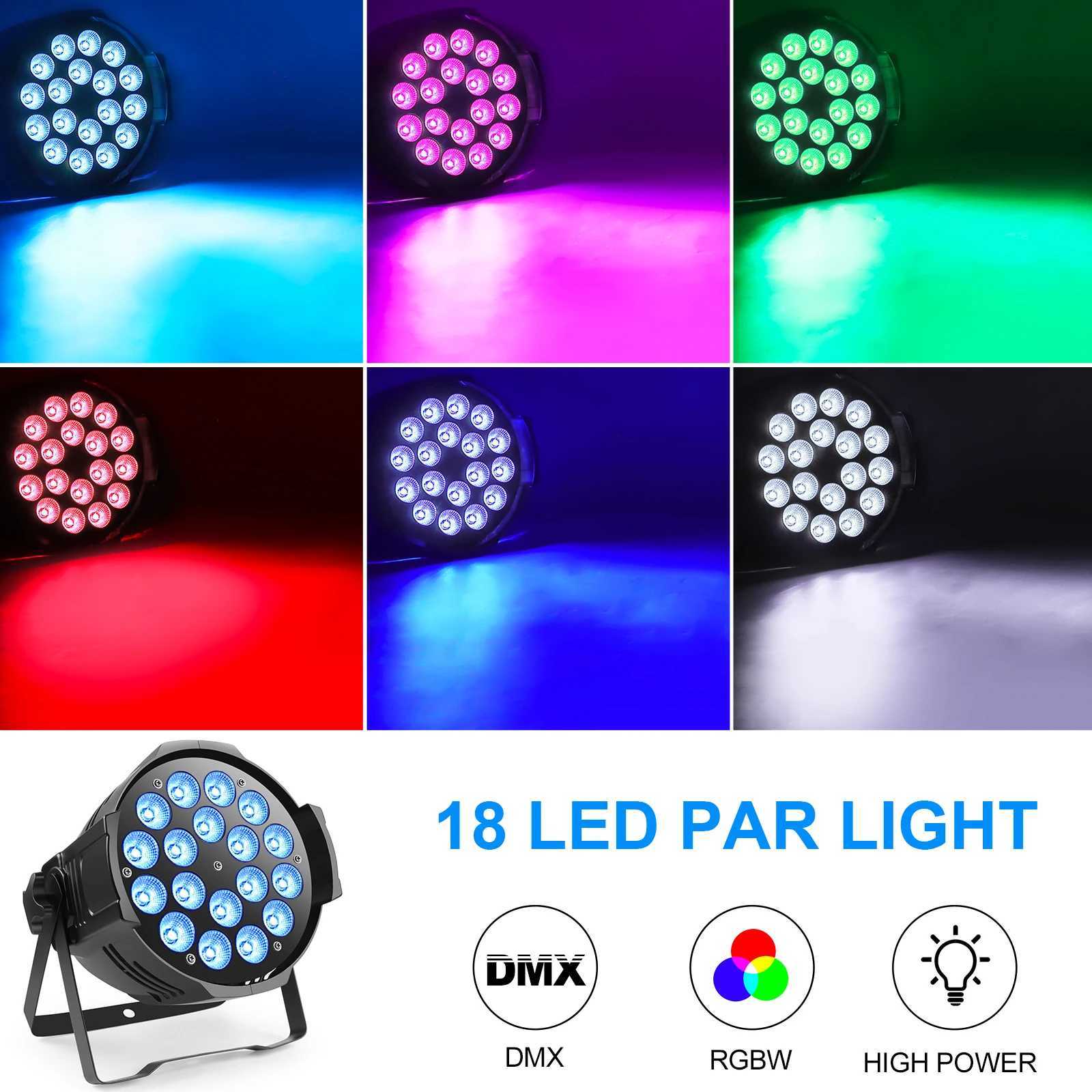 UKing 4PCS 200W 18 LED Par Light 4in1 18x8W RGBW Stage Light DMX 512 Control 4/8CH Flat Lighting Christmas DJ Party Disco Lamp XJ250527