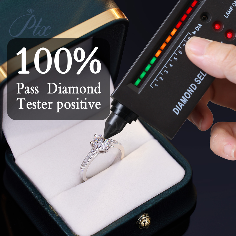 1CT Moissanite Diamond Ring S925 Sterling Silver Light Luxury Style Factory Wholesale Round Cut Moissanite Diamond Wedding Engagement Ring