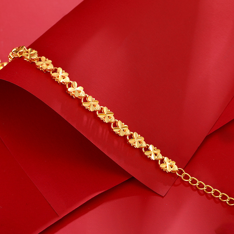 VOBIPY 2025 Fashion Lucky 14K Gold Bracelet 6mm Four-Leaf Gold Bracelet, Suitable For Women's Jewelry Gifts With For You Jewelry Fashion Accessor