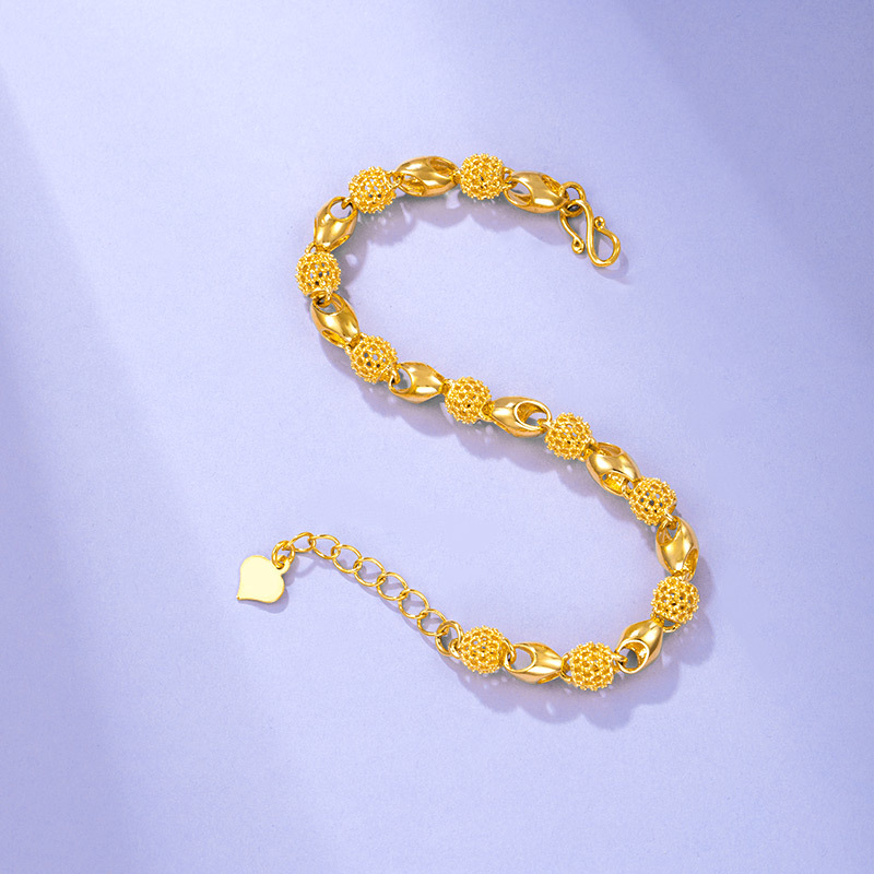 VOBIPY 14K Gold Plated Bracelets for Women Exquisite Beaded Chain Bracelet Bangle Wristband Pulseira Femme Wedding Jewelry Bijoux