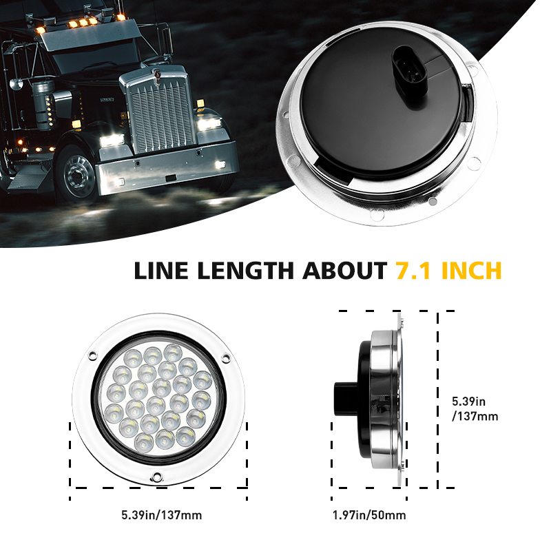 Modified light 4 inch tail light truck tail light LED truck tail light universal in a variety of cars with waterproof socket voltage is 12-24V