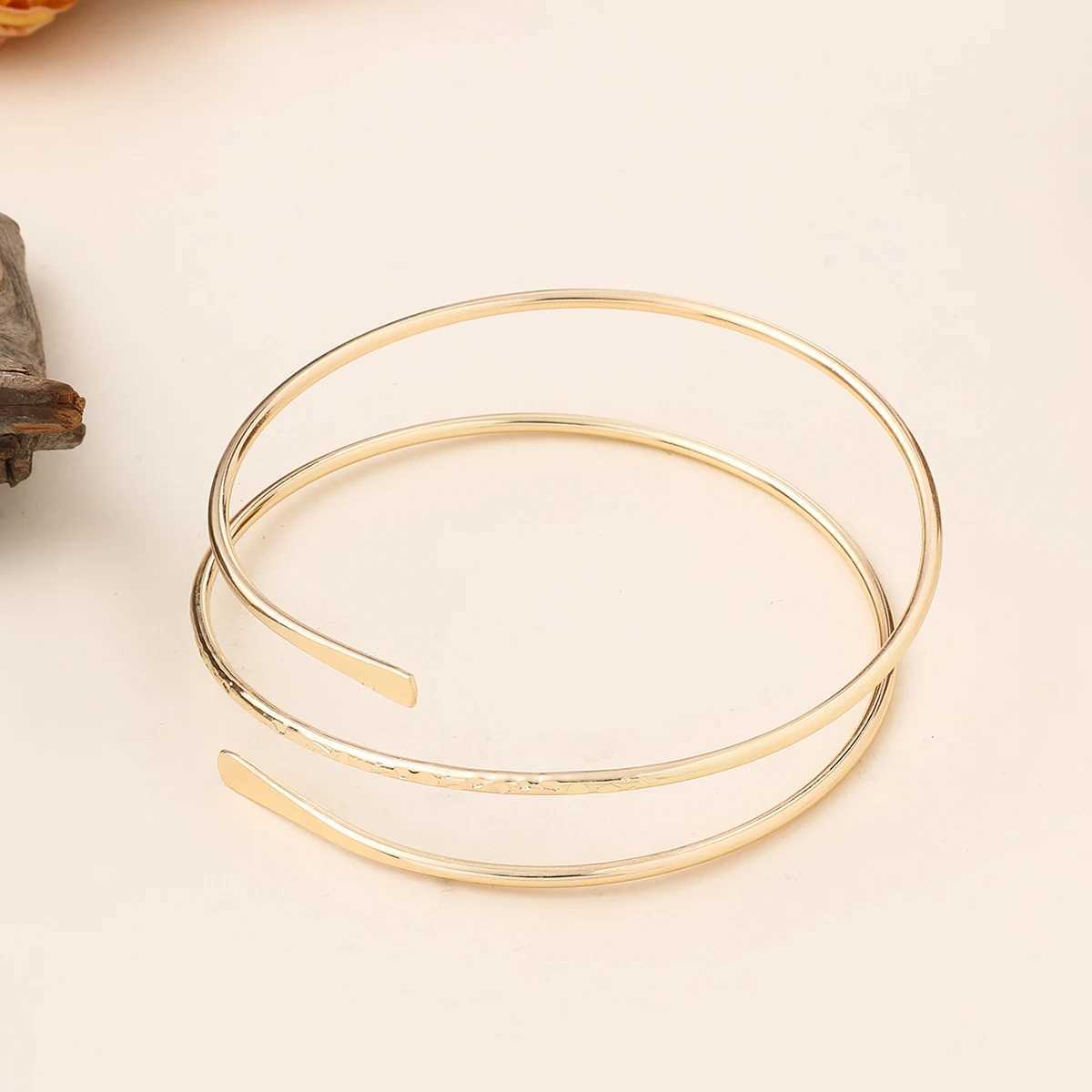 FTCY Gold Color Arm Cuff Bracelet for Women Vintage Greek Womens Upper Arm Bracelet Adjustable Open Bangles Jewelry Gifts W250526